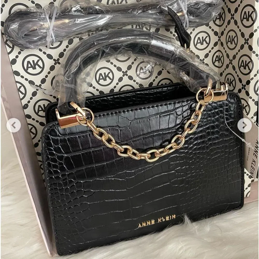 ANNE KLEIN Black Satchel with Wallet AKG5041 New in Box / with Tag MSRP $95